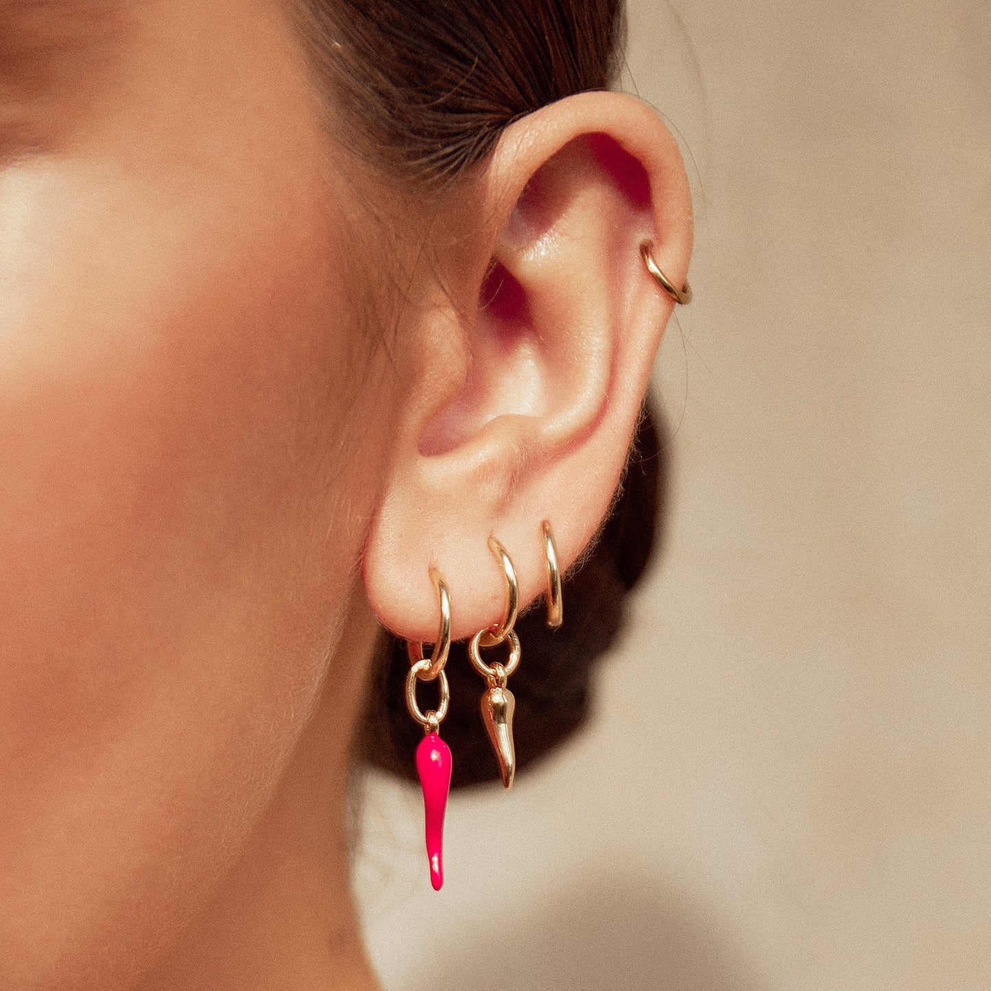 Arms Of Eve - Cornicello Gold Charm Earrings (Pair)