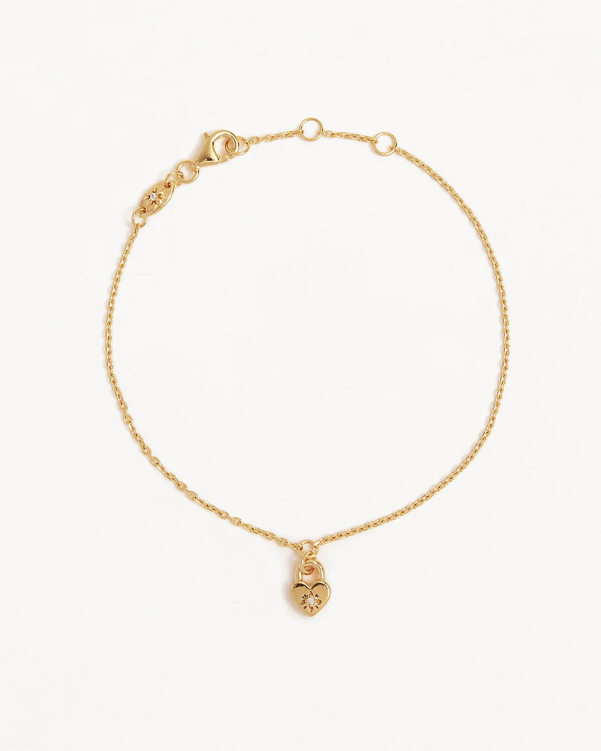 By Charlotte - Crystal Lotus Heart Padlock Bracelet - Gold