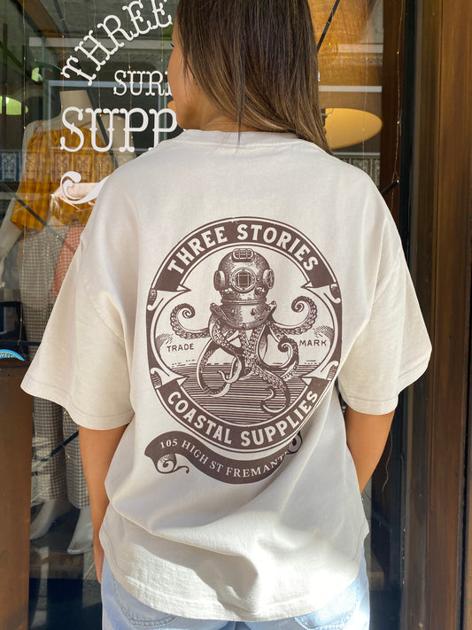 Three Stories - Occy Heavy Minus Tee - Faded Bone