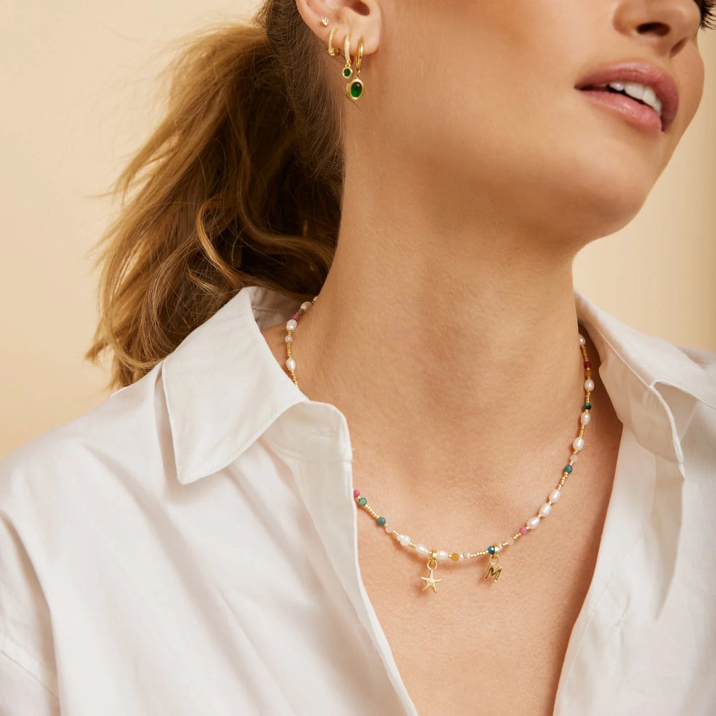 Arms Of Eve - Gemstone and Pearl Necklace