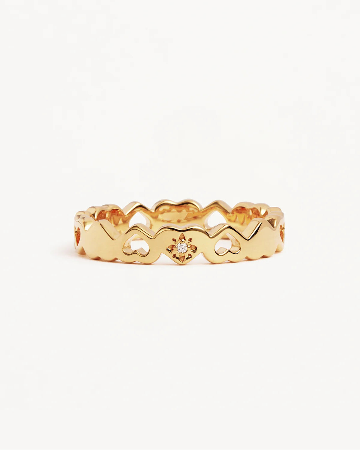 By Charlotte - Connected Hearts Ring - Gold
