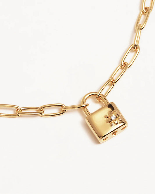By Charlotte - Promise of Us Lotus Padlock Bracelet - Gold
