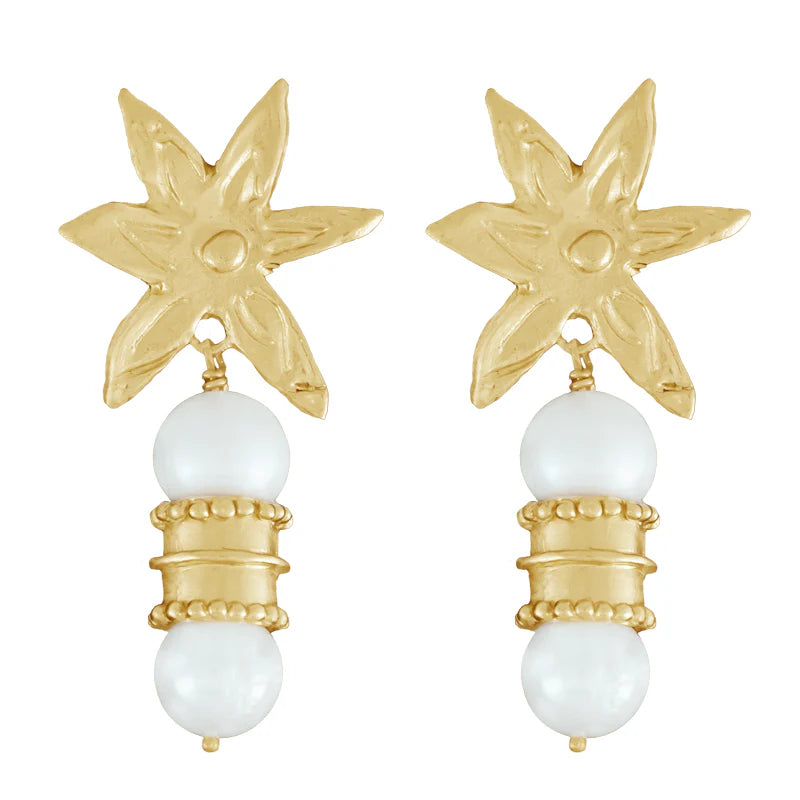 Cleopatra's Bling - Albedo Earrings in Pearl - Gold