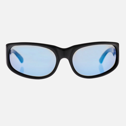 Childe - CYLINDER Gloss Black | Grey Polarised Blue Chrome Mirror Lense