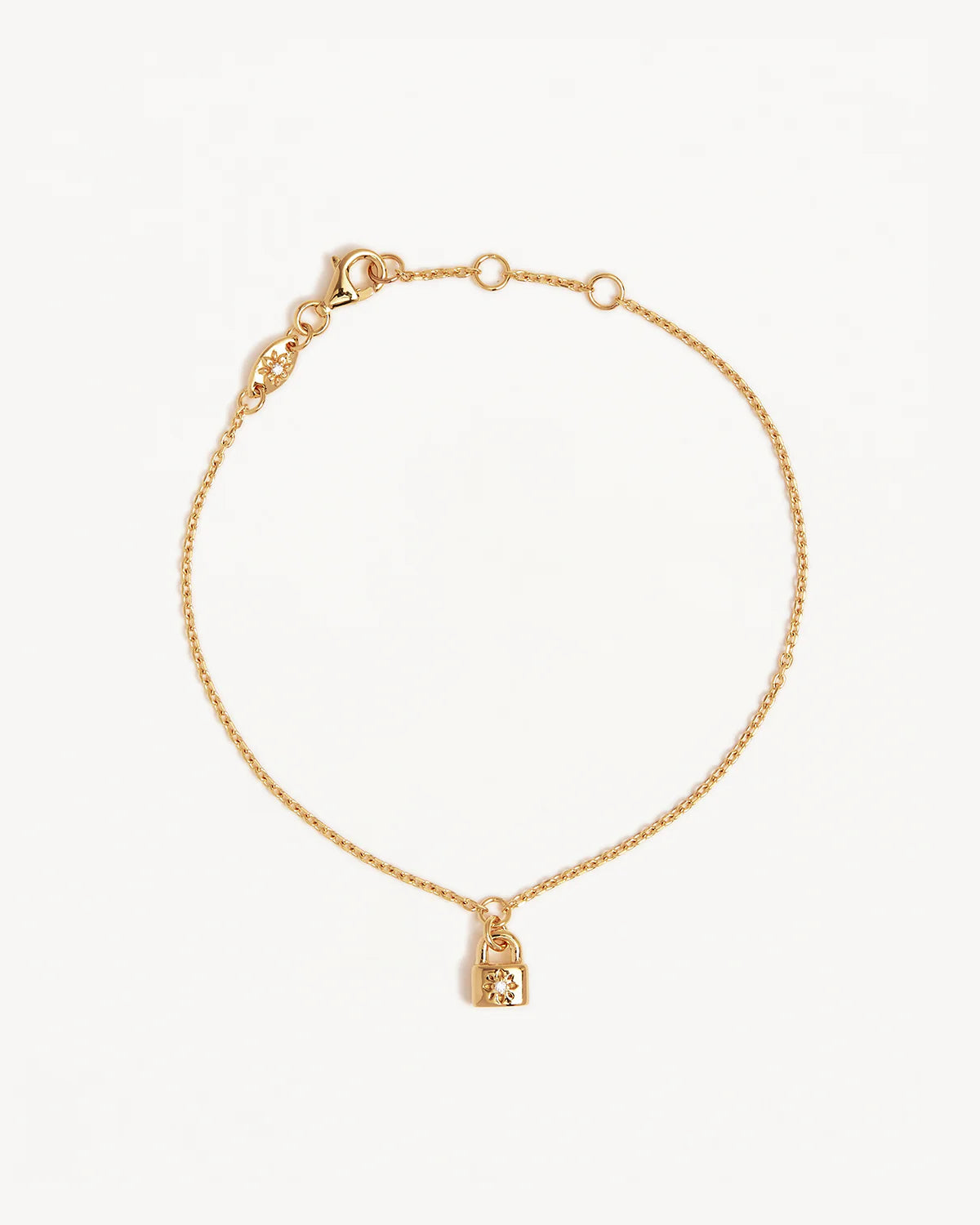 By Charlotte - Crystal Lotus Padlock Bracelet - Gold