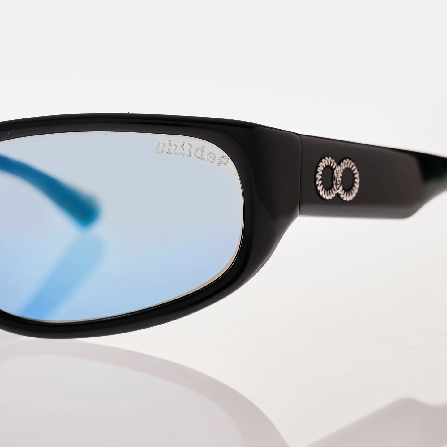 Childe - CYLINDER Gloss Black | Grey Polarised Blue Chrome Mirror Lense