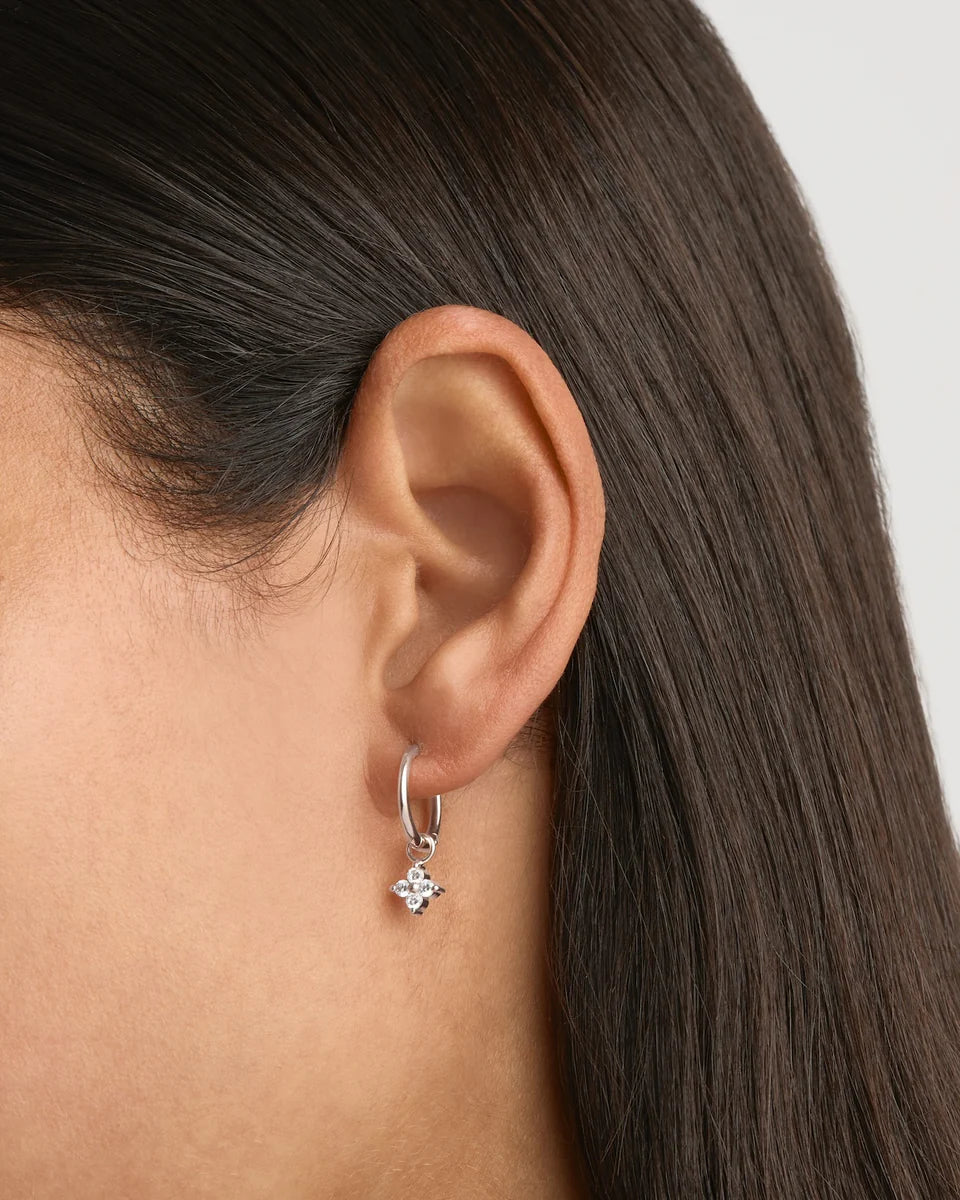 By Charlotte - Crystal Bloom Hoops - Silver
