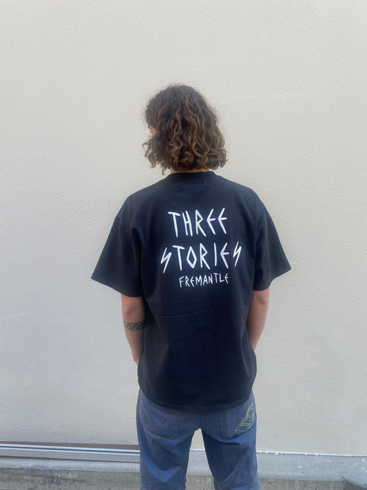Three Stories - Logo Heavy Tee - Faded Black