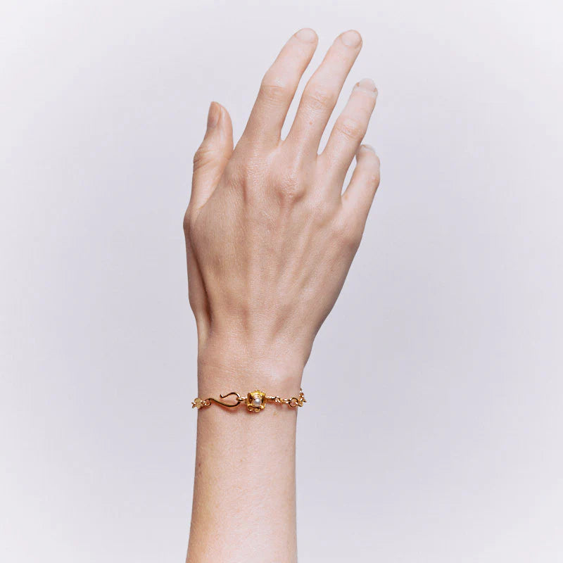 Cleopatra's Bling - Perdita Bracelet With Pearl - 18K Gold Plated