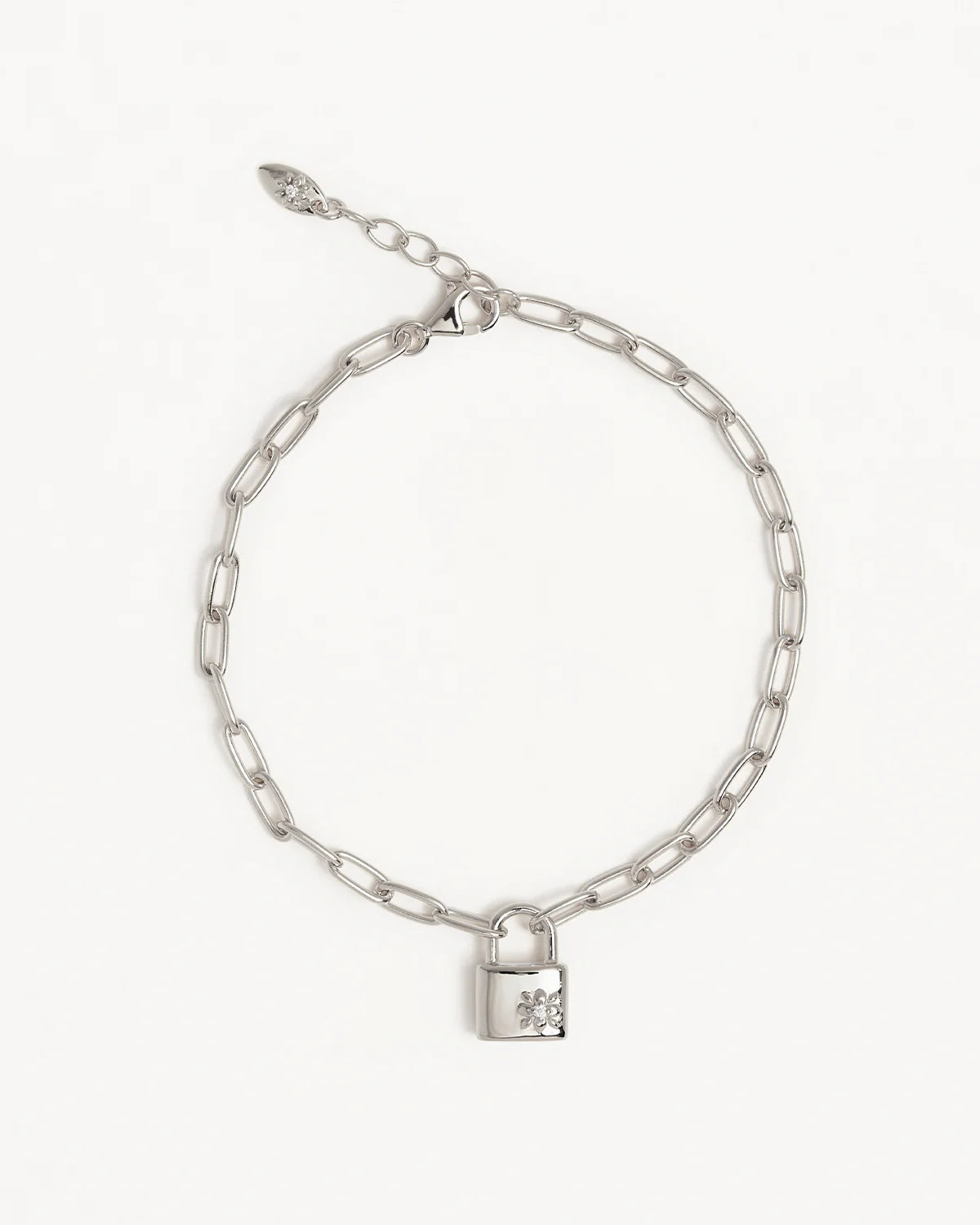 By Charlotte - Promise of Us Lotus Padlock Bracelet - Silver