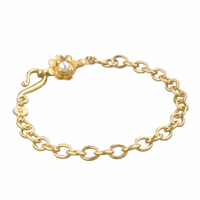 Cleopatra's Bling - Perdita Bracelet With Pearl - 18K Gold Plated