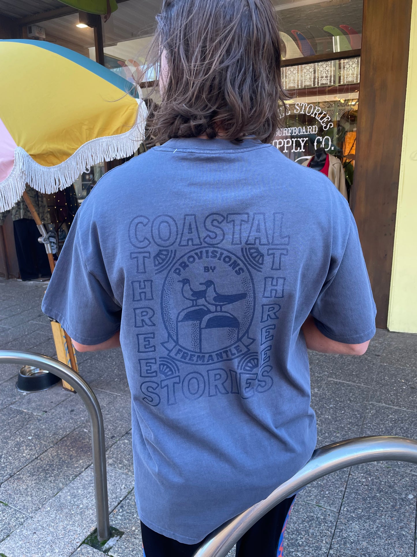Three Stories - Coastal Heavy Tee - Faded Indigo / Sky Blue