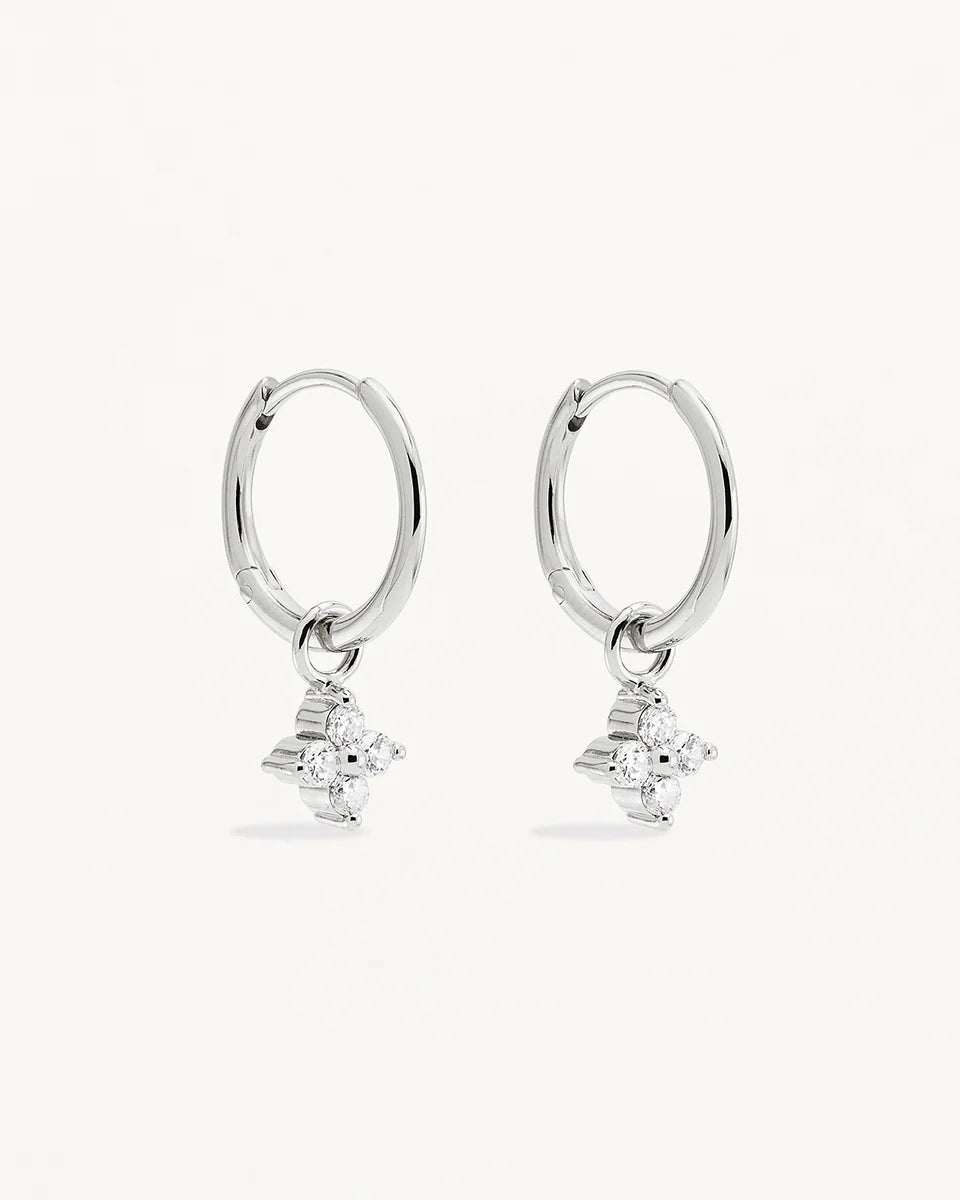 By Charlotte - Crystal Bloom Hoops - Silver