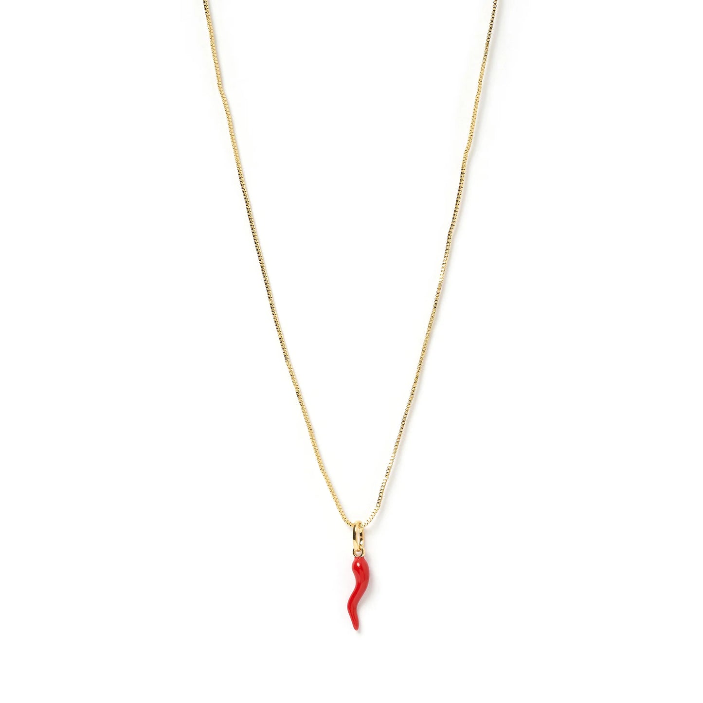 Arms Of Eve - Cornicello Red Charm Necklace - Gold
