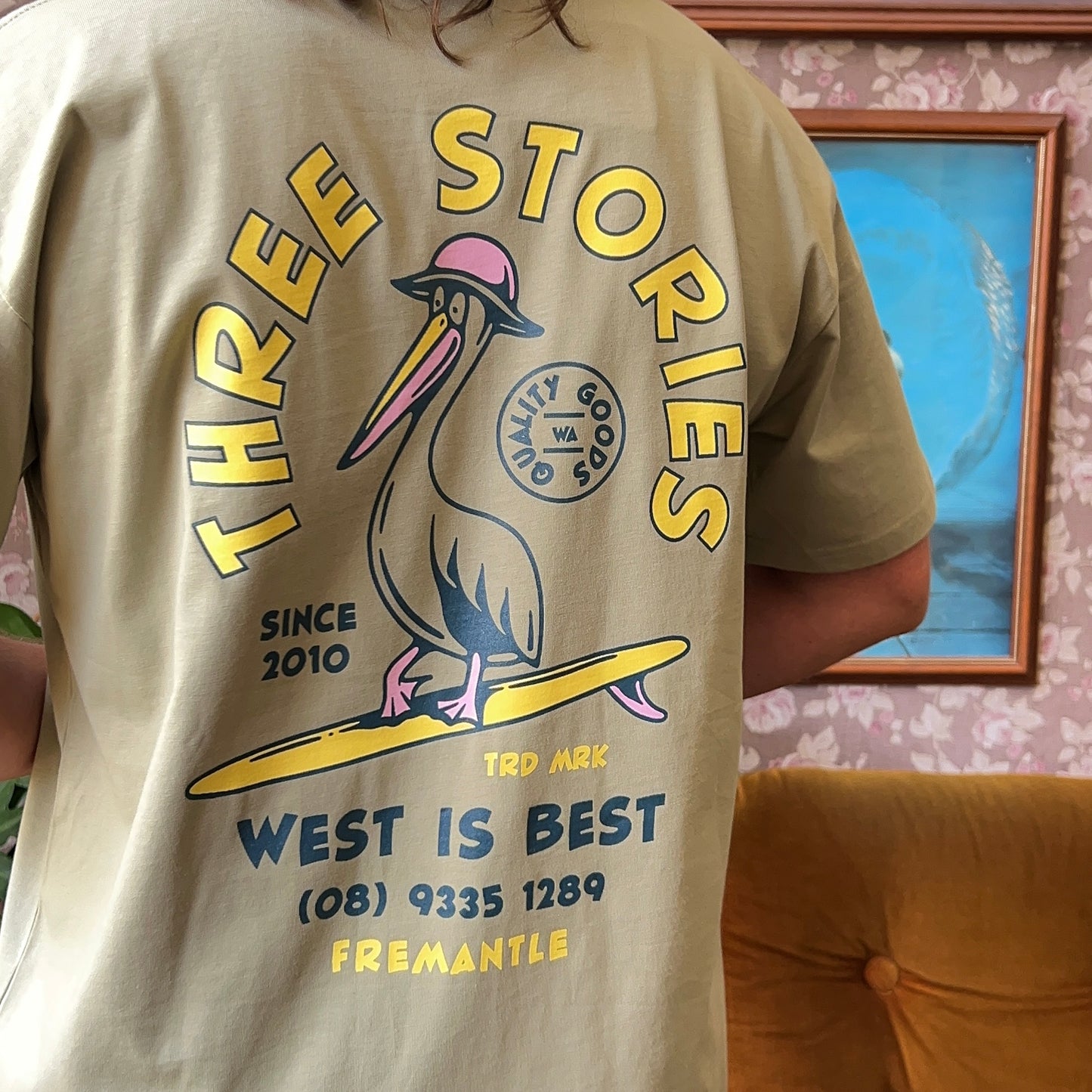 Three Stories - Pelican Tee - Pistachio