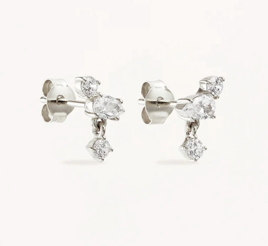 By Charlotte - No Rain, No Flowers Stud Earrings - Silver