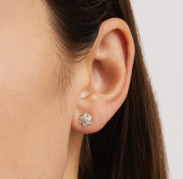 By Charlotte - Bloom Within Lotus Stud Earrings - Silver