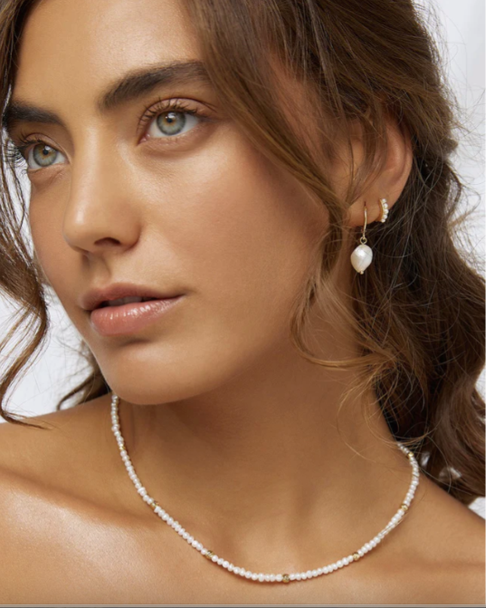 Arms of Eve- Presley Pearl Huggie Earrings