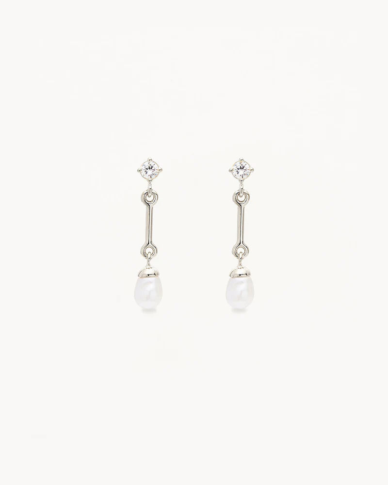By Charlotte - Embrace Stillness Pearl Drop Earrings - Silver