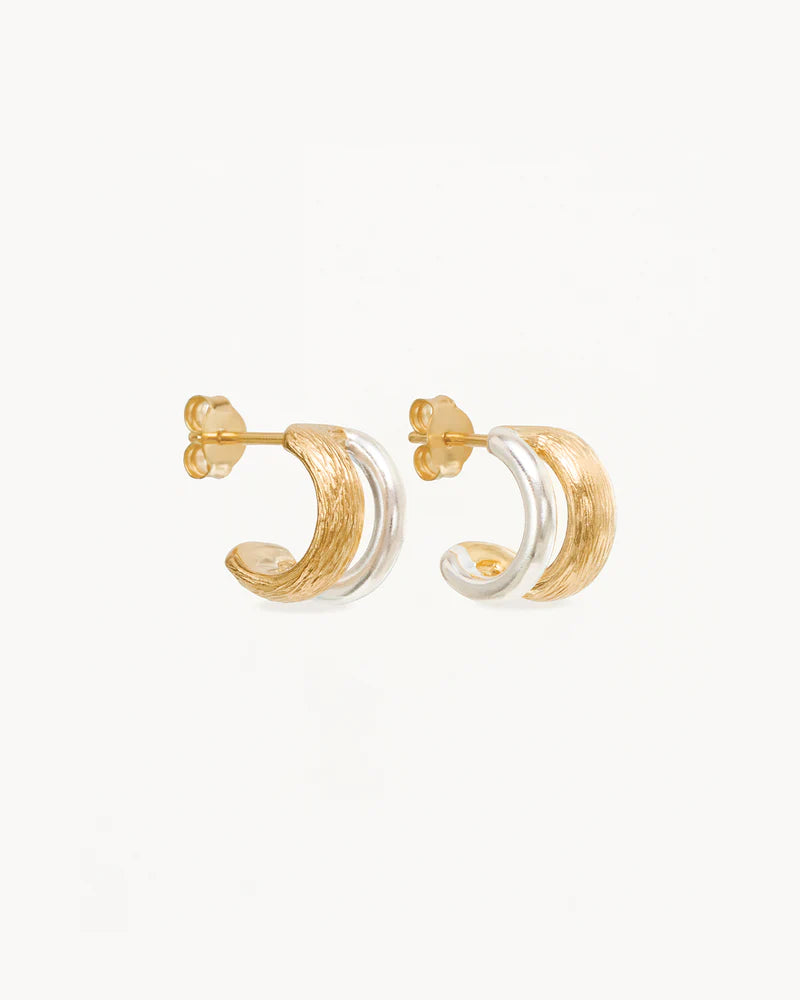 By Charlotte - Two-Tone Shield Hoops - Gold / Silver