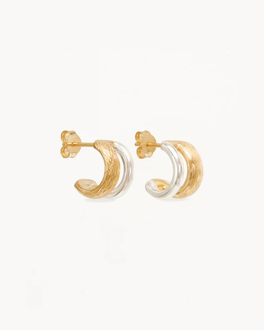 By Charlotte - Two-Tone Shield Hoops - Gold / Silver