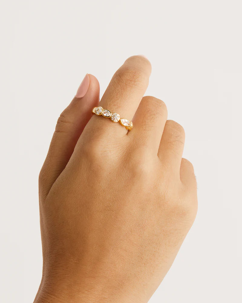 By Charlotte - Protection of Eye Crystal Ring - Gold