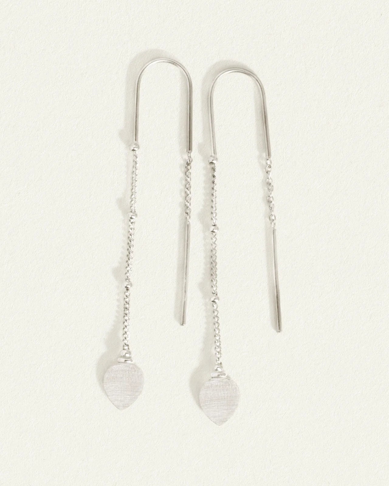 Temple Of The Sun - Hanging Lotus Earrings - Silver