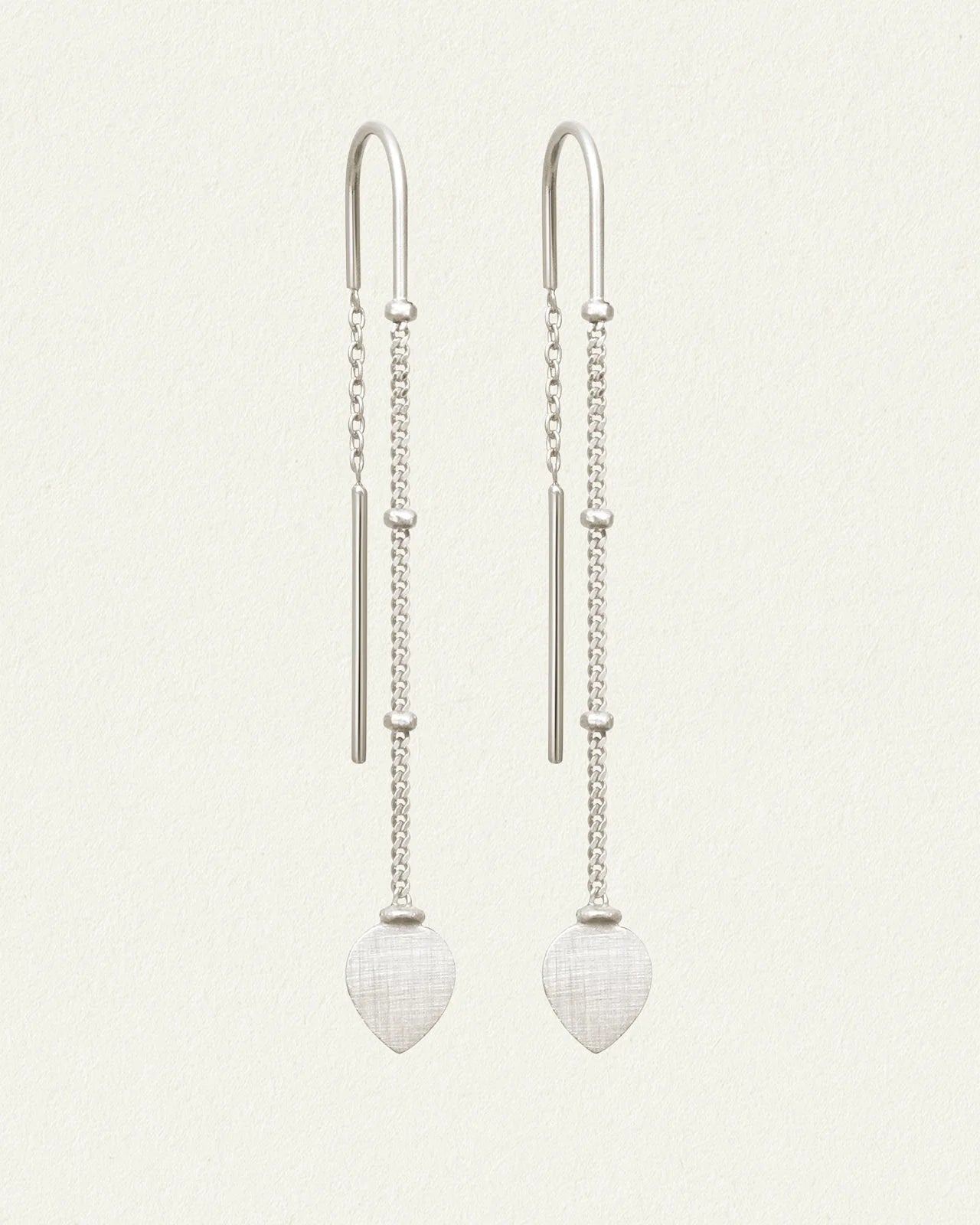 Temple Of The Sun - Hanging Lotus Earrings - Silver
