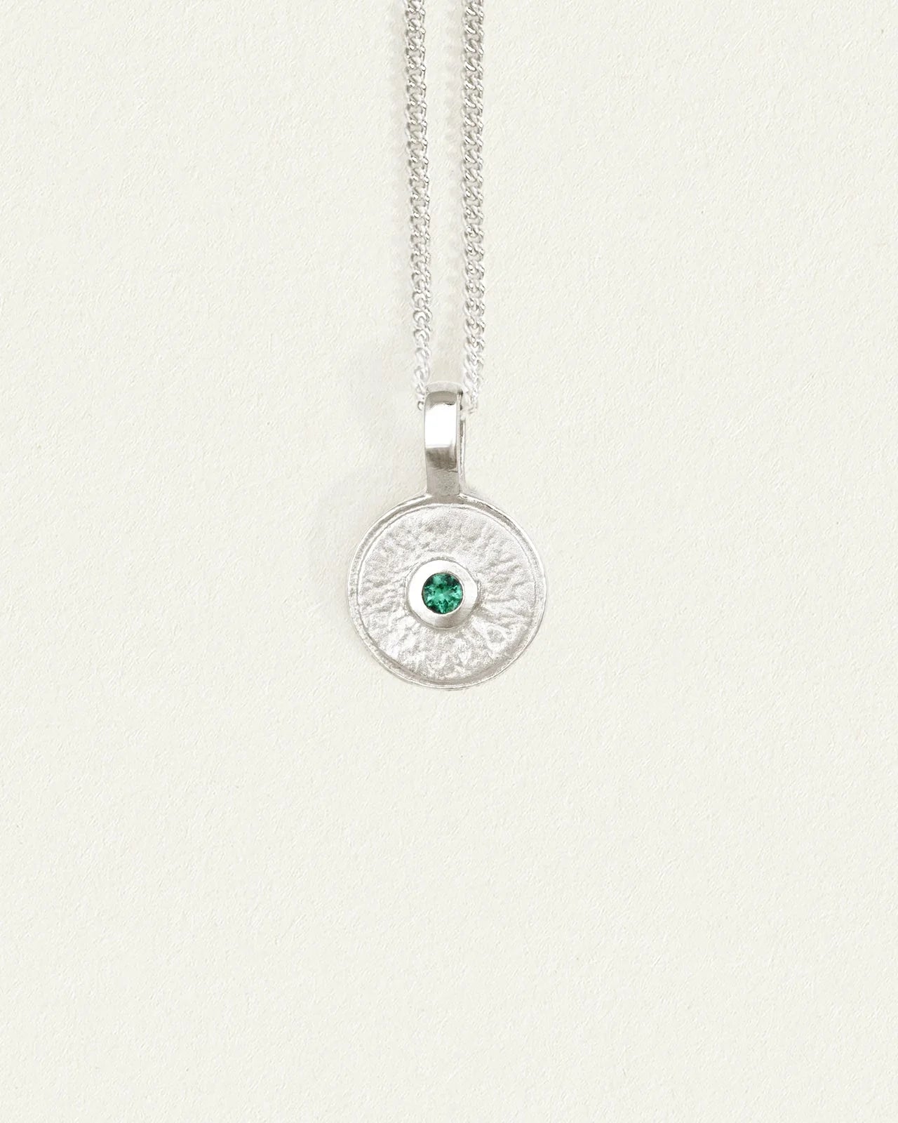 Temple Of The Sun - Mina Emerald Necklace - Silver