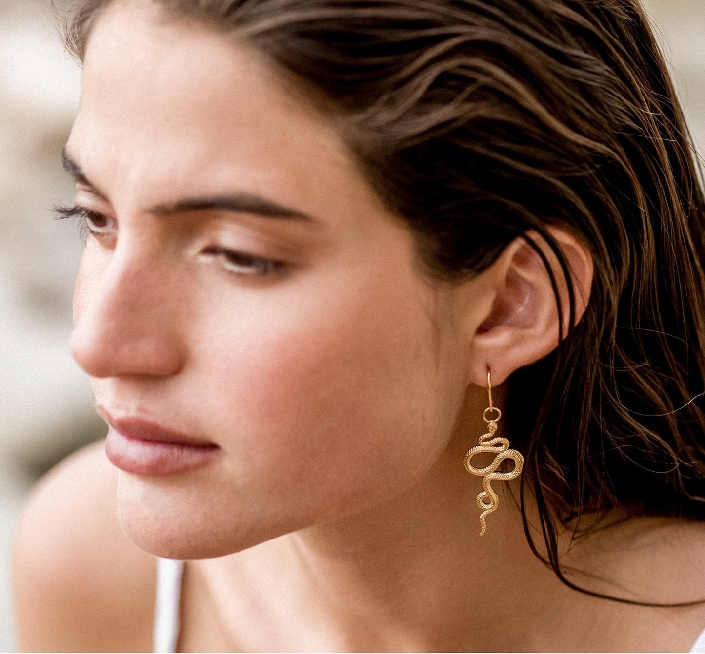 Temple Of The Sun - Snake Earrings - Gold