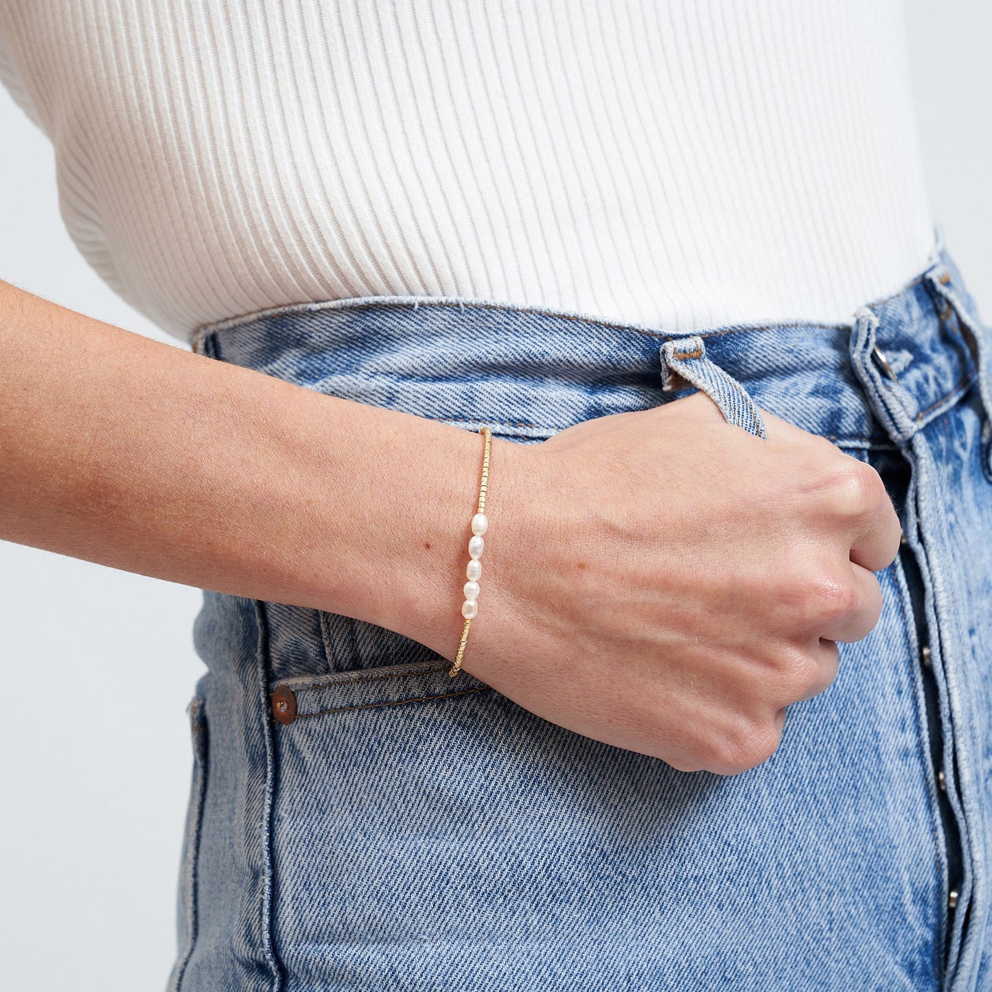 Arms Of Eve - Seline Gold and Pearl Bracelet - Gold