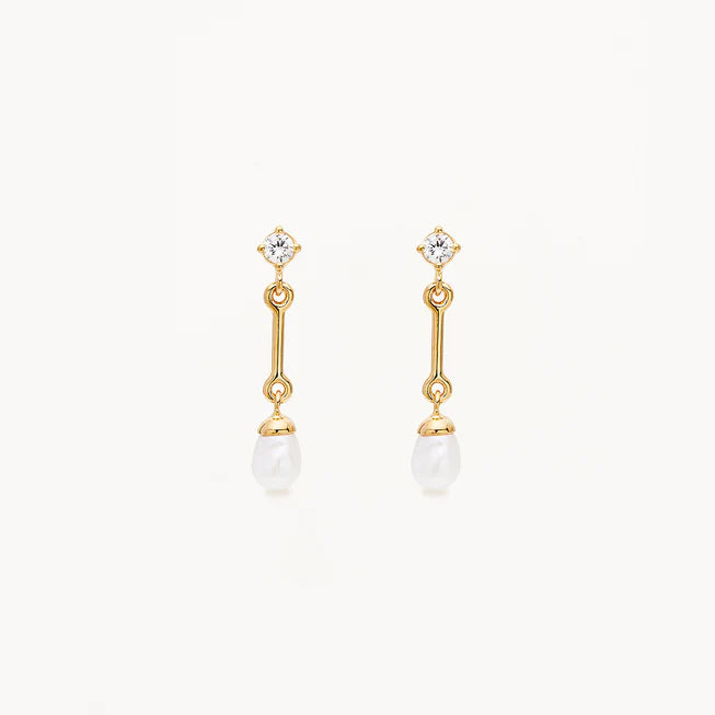 By Charlotte - Embrace Stillness Pearl Drop Earrings - Gold