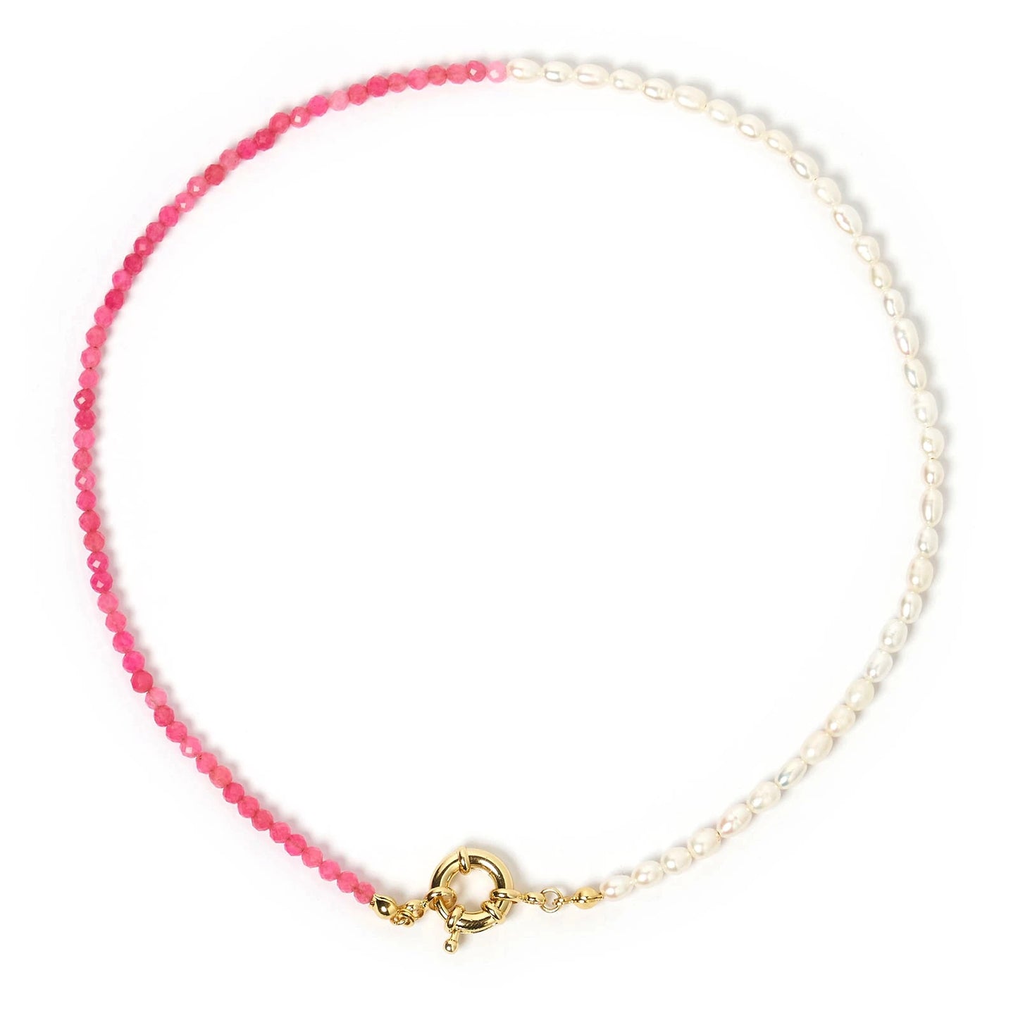 Arms of Eve - Suri Pearl & Gemstone Necklace - Pink Chaledony