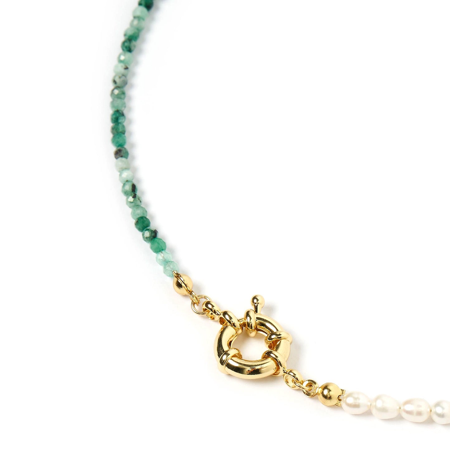 Arms of Eve - Suri Pearl & Gemstone Necklace - Green Spectrolite