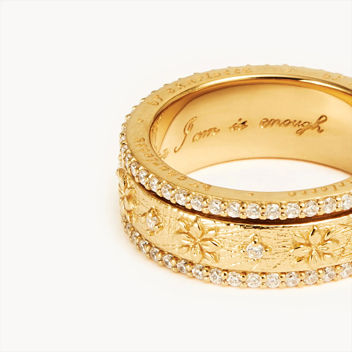 By Charlotte - I Am Enough Spinning Meditation Ring - Gold