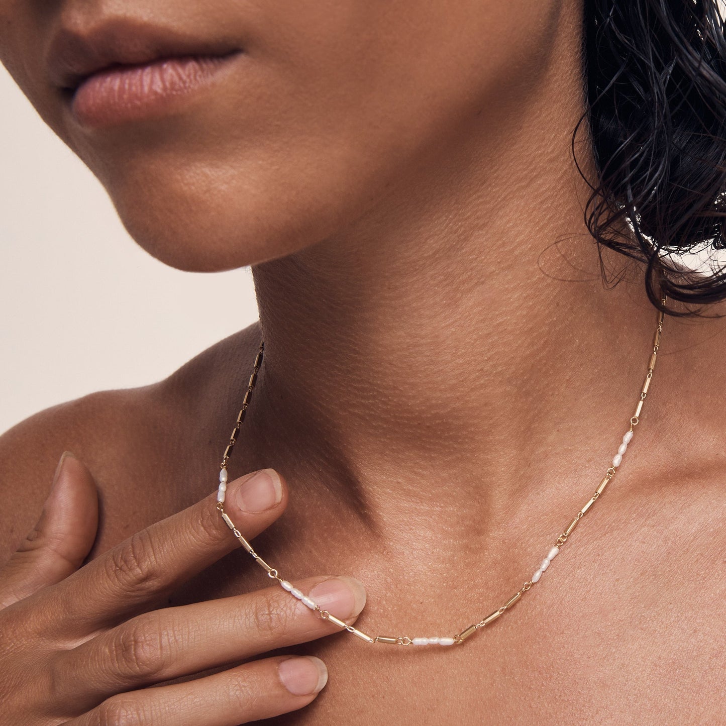 Temple Of The Sun - Riviera Necklace - Pearl / Gold