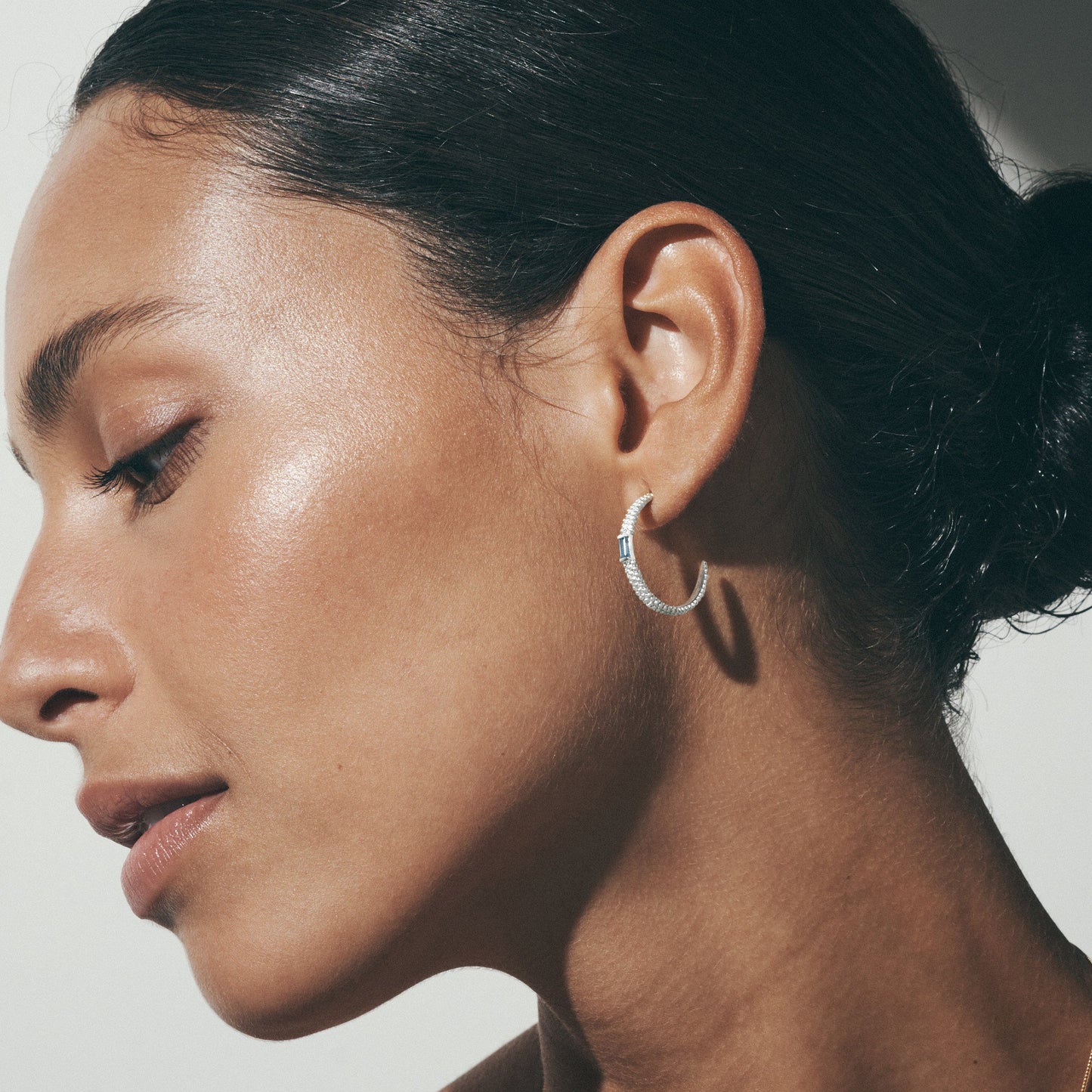 Temple Of The Sun - Vashti Topaz Hoops - Silver