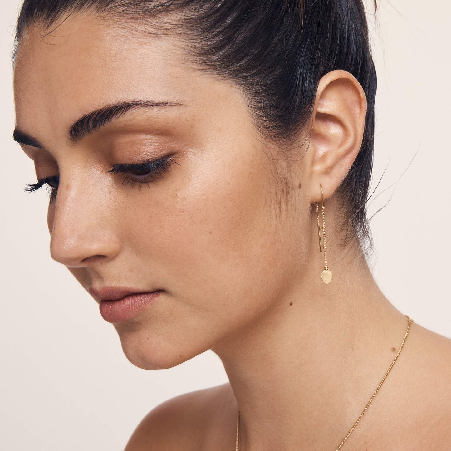 Temple Of The Sun - Hanging Lotus Earrings - Gold
