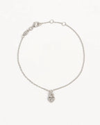 By Charlotte - Crystal Lotus Heart Padlock Bracelet - Silver