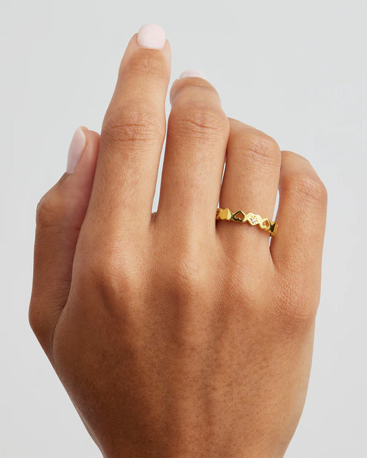 By Charlotte - Connected Hearts Ring - Gold