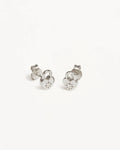 By Charlotte - Crystal Lotus Heart Padlock Earrings - Silver