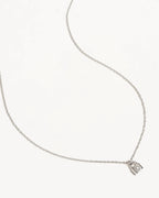 By Charlotte - Crystal Lotus Padlock Necklace - Silver