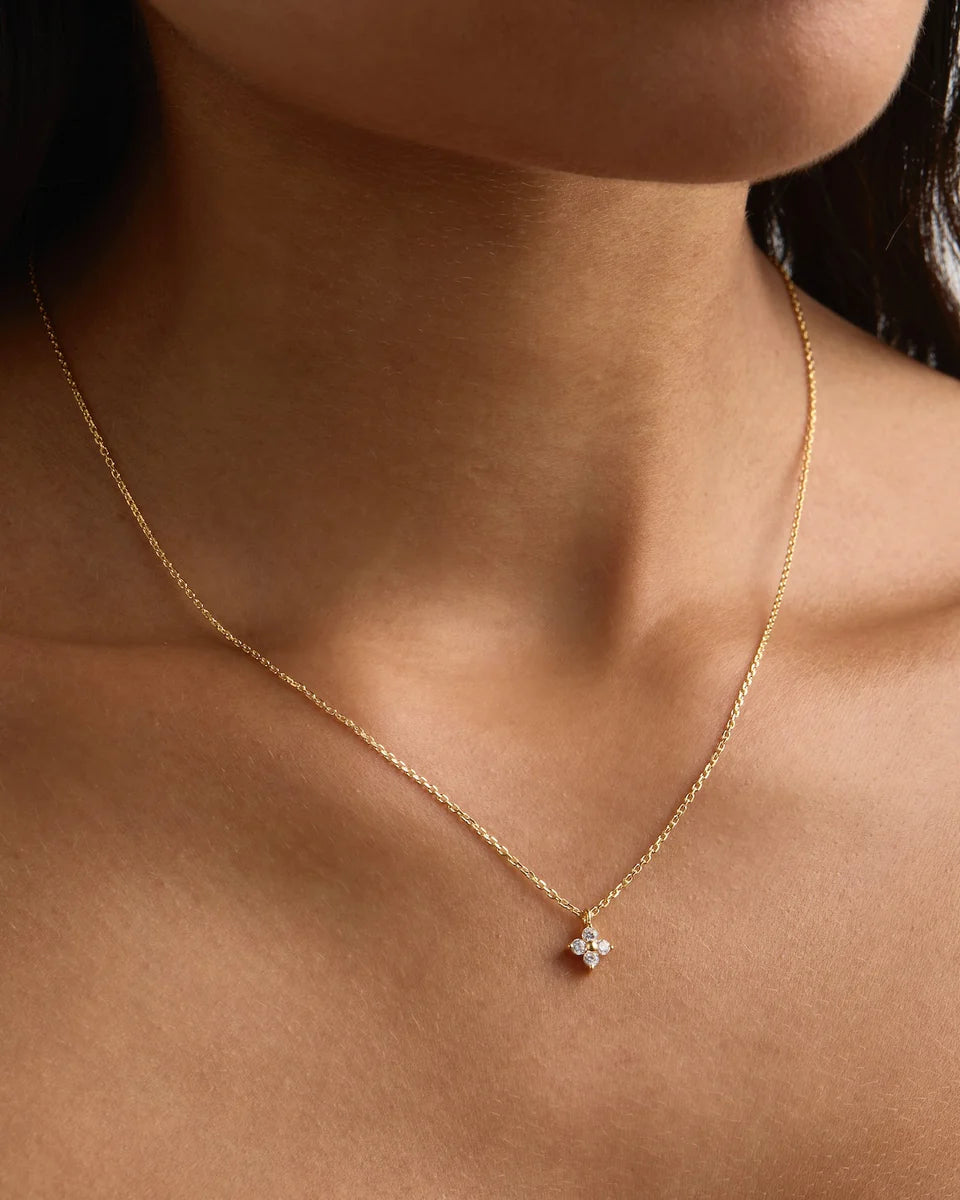 By Charlotte - Crystal Bloom Necklace - Gold