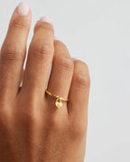 By Charlotte - Crystal Lotus Heart Padlock Ring - Gold