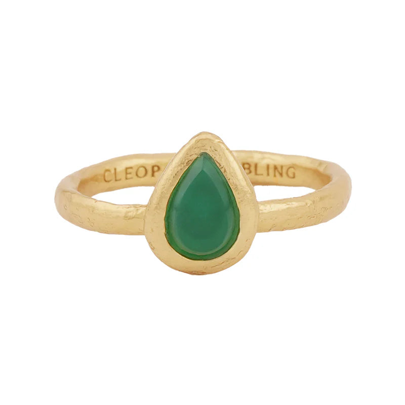 Cleopatra's Bling - Scyphus Ring - Green Agate/Gold