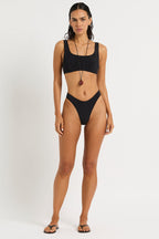 Bond-Eye Swim - Malibu Crop - Black Lurex Micro Crinkle