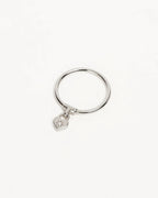 By Charlotte - Crystal Lotus Heart Padlock Ring - Silver