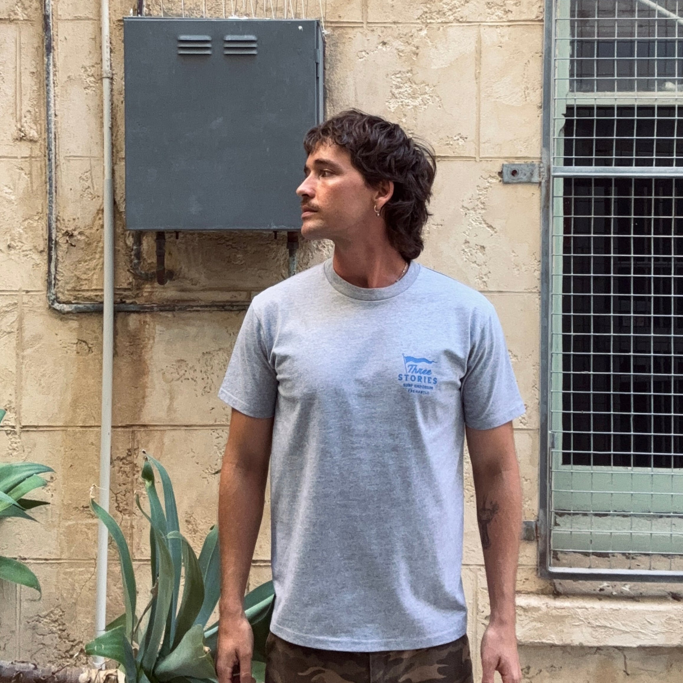 Three Stories - FisherMAN Classic Tee - Grey Marle