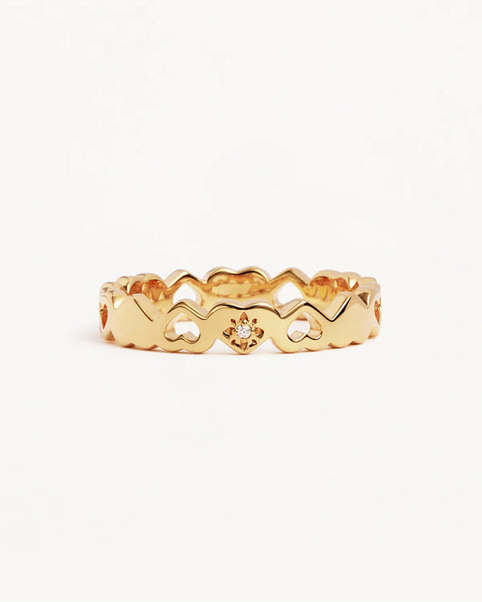 By Charlotte - Connected Hearts Ring - Gold