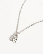 By Charlotte - Crystal Lotus Padlock Necklace - Silver